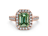 Rose gold Fancy Green Emerald  Halo Pavé Diamond Engagement Ring with Four-Prong Setting_26