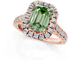 Rose gold Fancy Green Emerald  Halo Pavé Diamond Engagement Ring with Four-Prong Setting_27