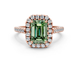 Rose gold Fancy Green Emerald  Halo Pavé Diamond Engagement Ring with Four-Prong Setting_3