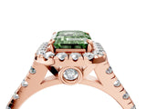 Rose gold Fancy Green Emerald  Halo Pavé Diamond Engagement Ring with Four-Prong Setting_30