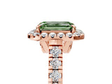 Rose gold Fancy Green Emerald  Halo Pavé Diamond Engagement Ring with Four-Prong Setting_31