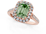 Rose gold Fancy Green Emerald  Halo Pavé Diamond Engagement Ring with Four-Prong Setting_4