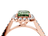 Rose gold Fancy Green Emerald  Halo Pavé Diamond Engagement Ring with Four-Prong Setting_7