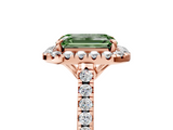 Rose gold Fancy Green Emerald  Halo Pavé Diamond Engagement Ring with Four-Prong Setting_8