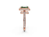 Rose gold Fancy Green Emerald  Halo Pave Band Solitaire Ring with Prong Setting_68