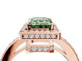 Rose gold Fancy Green Emerald  Halo Pave Band Solitaire Ring with Prong Setting_70