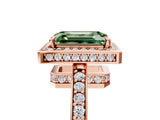 Rose gold Fancy Green Emerald  Halo Pave Band Solitaire Ring with Prong Setting_71