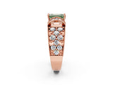 Rose gold Fancy Green Emerald  Halo Pave Diamond Engagement Ring with Milgrain Detailing_50