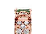 Rose gold Fancy Green Emerald  Halo Pave Diamond Engagement Ring with Milgrain Detailing_53