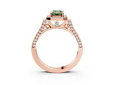 Rose gold Fancy Green Emerald  Halo Pave Split Shank Prong Setting Ring_72
