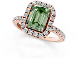 Rose gold Fancy Green Emerald  Halo Round Diamond Pavé Band Four-Prong Ring_4