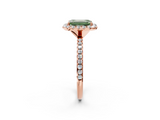 Rose gold Fancy Green Emerald  Halo Round Diamond Pavé Band Four-Prong Ring_5