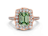 Rose gold Fancy Green Emerald  Halo Round Diamond Pave Band with Four-Prong Setting_38
