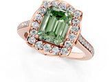 Rose gold Fancy Green Emerald  Halo Round Diamond Pave Band with Four-Prong Setting_39