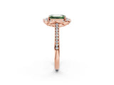 Rose gold Fancy Green Emerald  Halo Round Diamond Pave Band with Four-Prong Setting_40