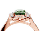 Rose gold Fancy Green Emerald  Halo Round Diamond Pave Band with Four-Prong Setting_42