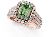 Rose gold Fancy Green Emerald  Halo Round Diamond Pave Band with Prong Setting_27