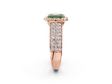 Rose gold Fancy Green Emerald  Halo Round Diamond Pave Band with Prong Setting_28