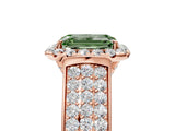 Rose gold Fancy Green Emerald  Halo Round Diamond Pave Band with Prong Setting_31