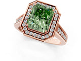 Rose gold Fancy Green Emerald  Halo Solitaire Diamond Ring with Pave Band and Bezel Setting_51