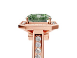 Rose gold Fancy Green Emerald  Halo Solitaire Diamond Ring with Pave Band and Bezel Setting_55