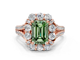 Rose gold Fancy Green Emerald  Halo Split Shank Diamond Engagement Ring with Pave Band and Four-Prong Setting_54