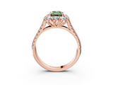 Rose gold Fancy Green Emerald  Halo Split Shank Diamond Engagement Ring with Pave Band and Four-Prong Setting_57