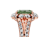 Rose gold Fancy Green Emerald  Halo Split Shank Diamond Engagement Ring with Pave Band and Four-Prong Setting_59