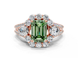 Rose gold Fancy Green Emerald  Halo Split Shank Diamond Engagement Ring with Prong Setting_19