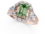 Rose gold Fancy Green Emerald  Halo Split Shank Diamond Engagement Ring with Prong Setting_20