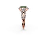 Rose gold Fancy Green Emerald  Halo Split Shank Diamond Engagement Ring with Prong Setting_21