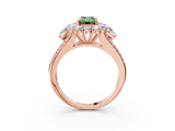 Rose gold Fancy Green Emerald  Halo Split Shank Diamond Engagement Ring with Prong Setting_22