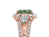 Rose gold Fancy Green Emerald  Halo Split Shank Diamond Engagement Ring with Prong Setting_24