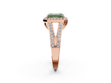 Rose gold Fancy Green Emerald  Halo Split Shank Diamond Ring with Four-Prong Setting_34
