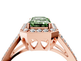 Rose gold Fancy Green Emerald  Halo Split Shank Diamond Ring with Four-Prong Setting_36