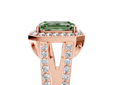 Rose gold Fancy Green Emerald  Halo Split Shank Diamond Ring with Four-Prong Setting_37