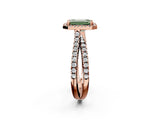 Rose gold Fancy Green Emerald  Halo Split Shank Diamond Ring with Pavé Setting 2