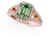 Rose gold Fancy Green Emerald  Halo Split Shank Diamond Ring with Prong Setting_21