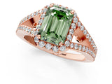 Rose gold Fancy Green Emerald  Halo Split Shank Pave Diamond Ring with Four-Prong Setting_50
