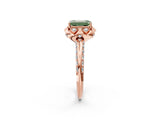 Rose gold Fancy Green Emerald  Halo Split Shank Pave Diamond Ring with Petal Prong Setting_22