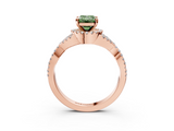 Rose gold Fancy Green Emerald  Halo Twist Band Solitaire Prong Setting Ring_78