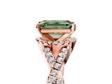 Rose gold Fancy Green Emerald  Halo Twist Band Solitaire Prong Setting Ring_80