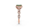 Rose gold Fancy Green Emerald  Halo Twist Band Solitaire Ring with Six-Prong Setting_35