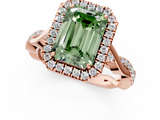 Rose gold Fancy Green Emerald  Halo Twist Band Solitaire Ring_21