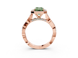 Rose gold Fancy Green Emerald  Halo Twist Band Solitaire Ring_23