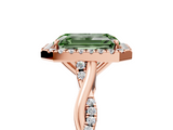 Rose gold Fancy Green Emerald  Halo Twist Band Solitaire Ring_25