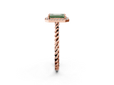 Rose gold Fancy Green Emerald  Halo Twisted Band Four-Prong Diamond Ring_23