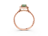 Rose gold Fancy Green Emerald  Halo Twisted Band Four-Prong Diamond Ring_24