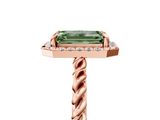 Rose gold Fancy Green Emerald  Halo Twisted Band Four-Prong Diamond Ring_26