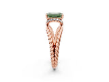 Rose gold Fancy Green Emerald  Halo Twisted Band Four-Prong Ring_22